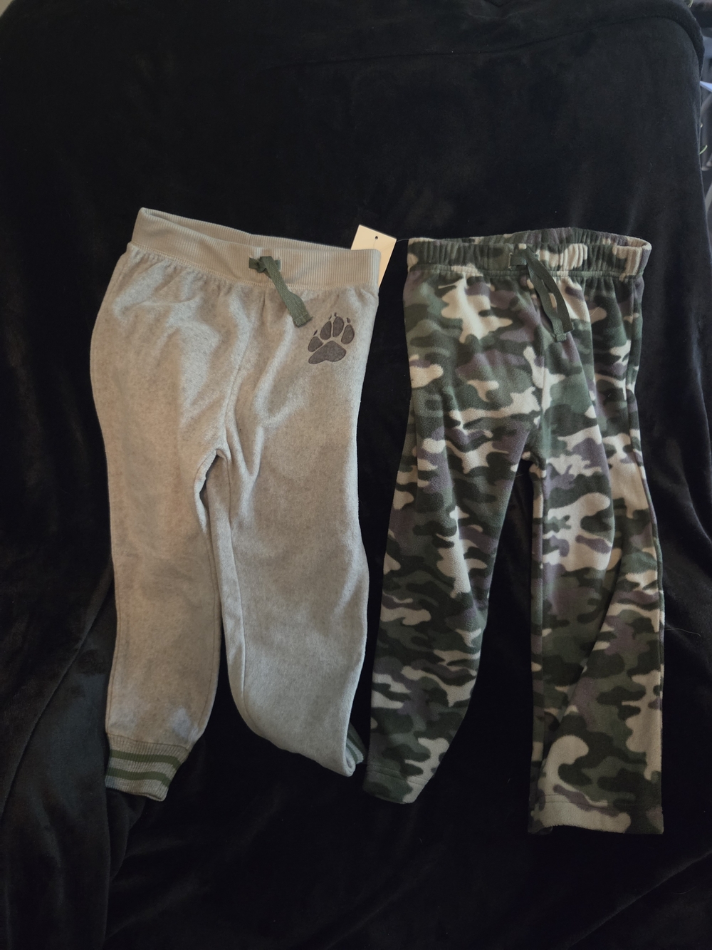 NWT 2 Pair KidsFleece Jogger Pants - Gray and Camo
